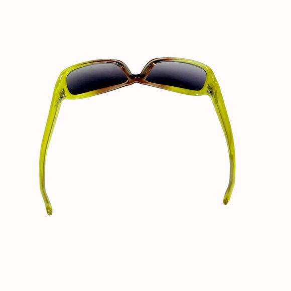 Y2K Oversized Retro Sunglasses Lime Green Brown Gradient Womens 2000s Statement main image 6